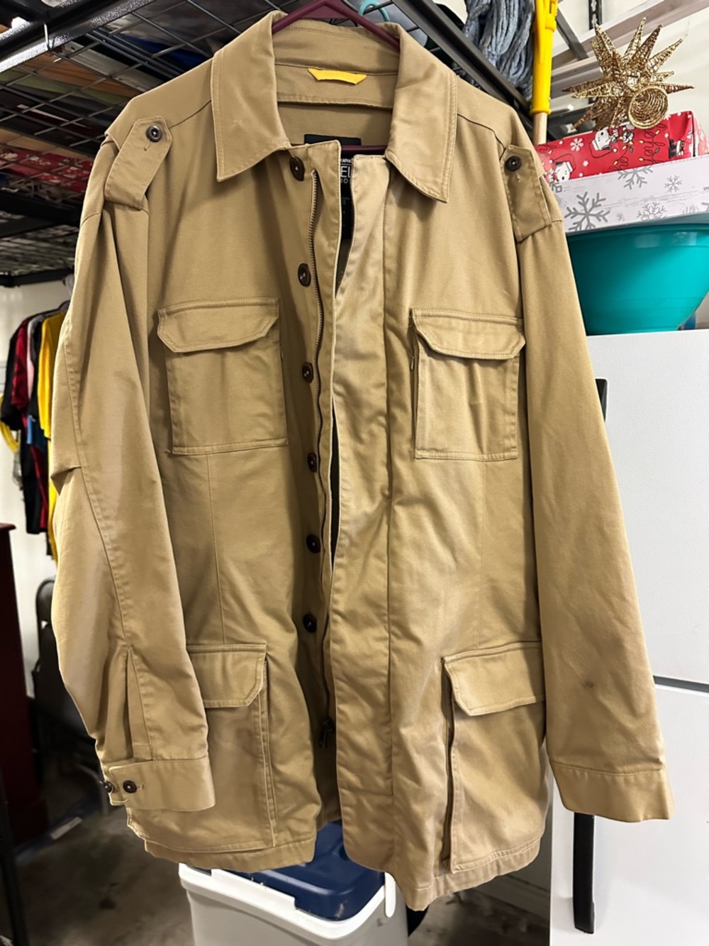 National Geographic Travel Collection Men's Safari Field Jacket Tan 20 Pockets